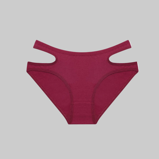Maroon bikini bottom on a white background