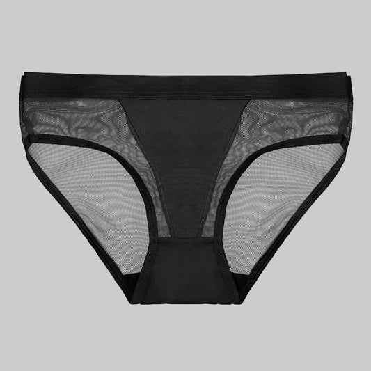 Black lace underwear on a white background