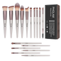 Set of makeup brushes with PHGLAM branding and a box on a white background