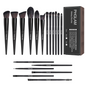 Set of makeup brushes with a PHGLAM branded box on a white background