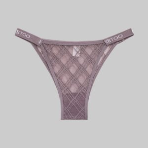 Mauve mesh thong with 'Etoo' branding on a white background