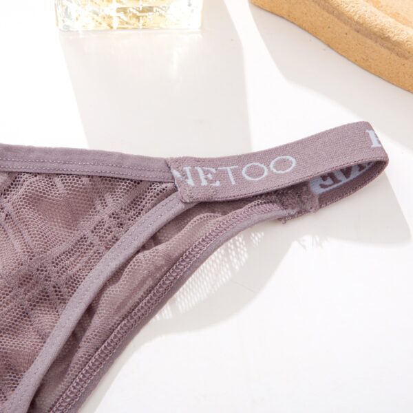 Purple lace underwear with 'Nietoo' branding on a white background